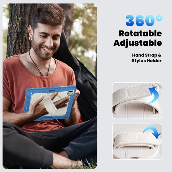 For iPad Pro 13 2024 Silicone + PC Tablet Protective Case(Cream+Navy Blue)
