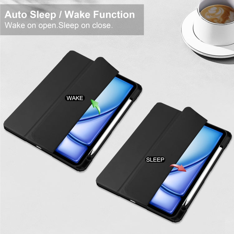 For iPad Air 13 2024 Pure Color 3-fold Clear TPU Smart Leather Tablet Case(Black) - iPad Air 13 2024 Cases by PMC TechLife | Online Shopping South Africa | PMC TechLife | Buy Now Pay Later Mobicred