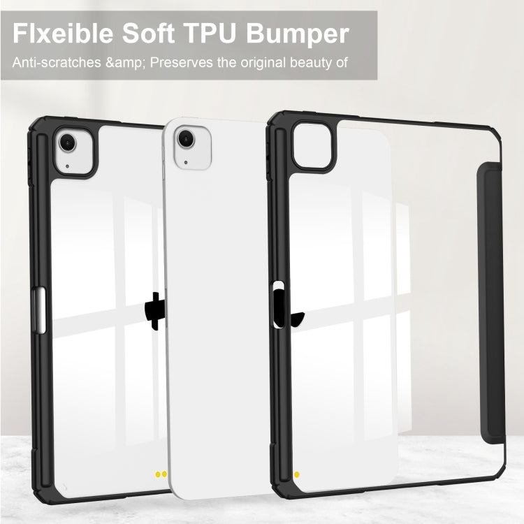 For iPad Air 13 2024 Pure Color 3-fold Clear TPU Smart Leather Tablet Case(Black) - iPad Air 13 2024 Cases by PMC TechLife | Online Shopping South Africa | PMC TechLife | Buy Now Pay Later Mobicred