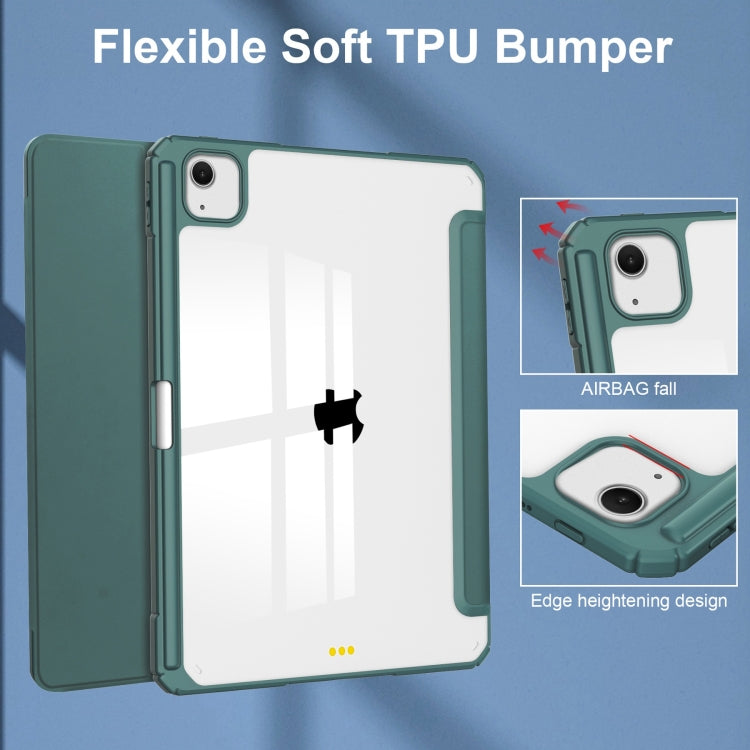 For iPad Air 13 2025 / 2024 Pure Color 3-fold Clear TPU Smart Leather Tablet Case(Dark Green) - iPad Air 13 2025 / 2024 Cases by PMC TechLife | Online Shopping South Africa | PMC TechLife | Buy Now Pay Later Mobicred