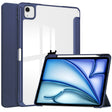 For iPad Air 13 2025 / 2024 Pure Color 3-fold Clear TPU Smart Leather Tablet Case(Dark Blue) - iPad Air 13 2025 / 2024 Cases by PMC TechLife | Online Shopping South Africa | PMC TechLife | Buy Now Pay Later Mobicred