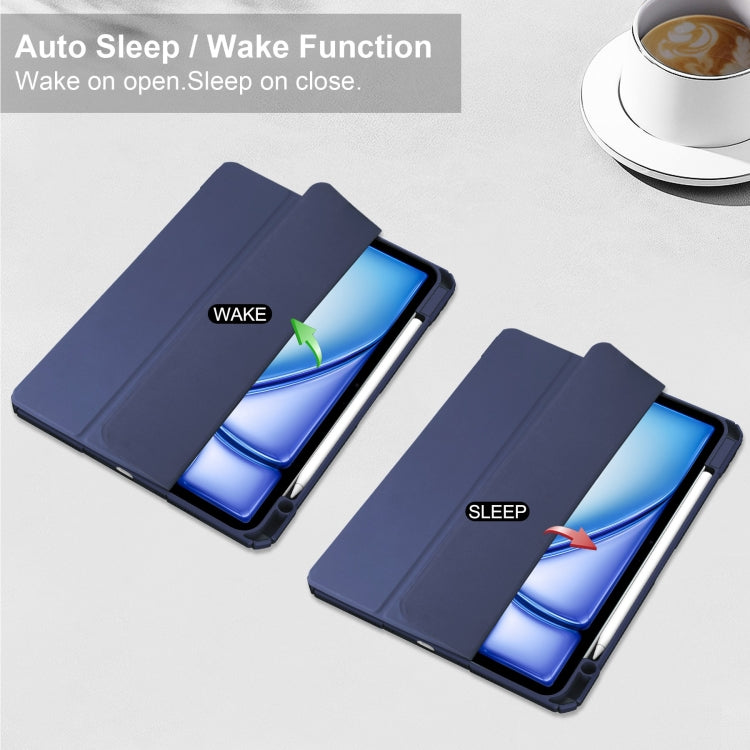 For iPad Air 13 2025 / 2024 Pure Color 3-fold Clear TPU Smart Leather Tablet Case(Dark Blue) - iPad Air 13 2025 / 2024 Cases by PMC TechLife | Online Shopping South Africa | PMC TechLife | Buy Now Pay Later Mobicred