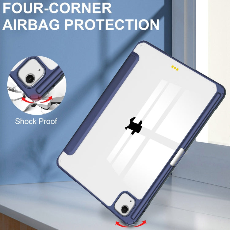 For iPad Air 13 2025 / 2024 Pure Color 3-fold Clear TPU Smart Leather Tablet Case(Dark Blue) - iPad Air 13 2025 / 2024 Cases by PMC TechLife | Online Shopping South Africa | PMC TechLife | Buy Now Pay Later Mobicred
