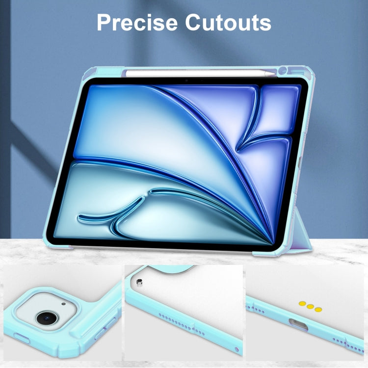 For iPad Air 13 2024 Pure Color 3-fold Clear TPU Smart Leather Tablet Case(Sky Blue) - iPad Air 13 2024 Cases by PMC TechLife | Online Shopping South Africa | PMC TechLife | Buy Now Pay Later Mobicred