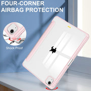 For iPad Air 13 2025 / 2024 Pure Color 3-fold Clear TPU Smart Leather Tablet Case(Pink)
