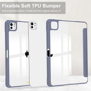 For iPad Pro 11 2024 Pure Color 3-fold Clear TPU Smart Leather Tablet Case(Lavender)