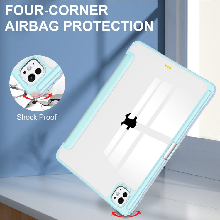 For iPad Pro 13 2024 Pure Color 3-fold Clear TPU Smart Leather Tablet Case(Sky Blue) - iPad Pro 13 2024 Cases by PMC TechLife | Online Shopping South Africa | PMC TechLife | Buy Now Pay Later Mobicred