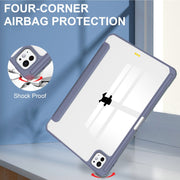 For iPad Pro 13 2024 Pure Color 3-fold Clear TPU Smart Leather Tablet Case(Lavender)