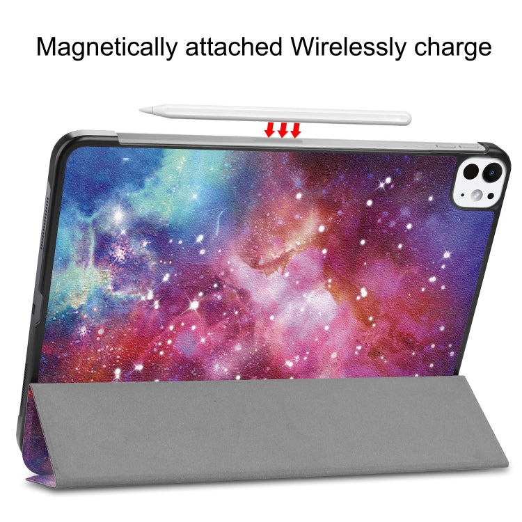 For iPad Pro 11 2024 Custer Painted 3-Fold Holder Smart Leather Tablet Case(Milky Way Nebula) - iPad Pro 11 2024 Cases by PMC TechLife | Online Shopping South Africa | PMC TechLife | Buy Now Pay Later Mobicred