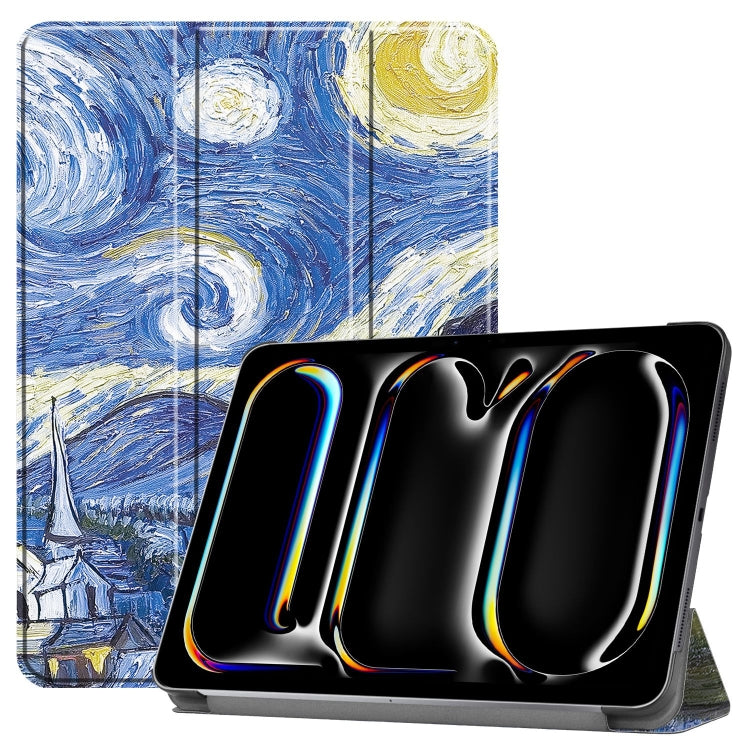 For iPad Pro 11 2024 Custer Painted 3-Fold Holder Smart Leather Tablet Case(Starry Sky) - iPad Pro 11 2024 Cases by PMC TechLife | Online Shopping South Africa | PMC TechLife | Buy Now Pay Later Mobicred