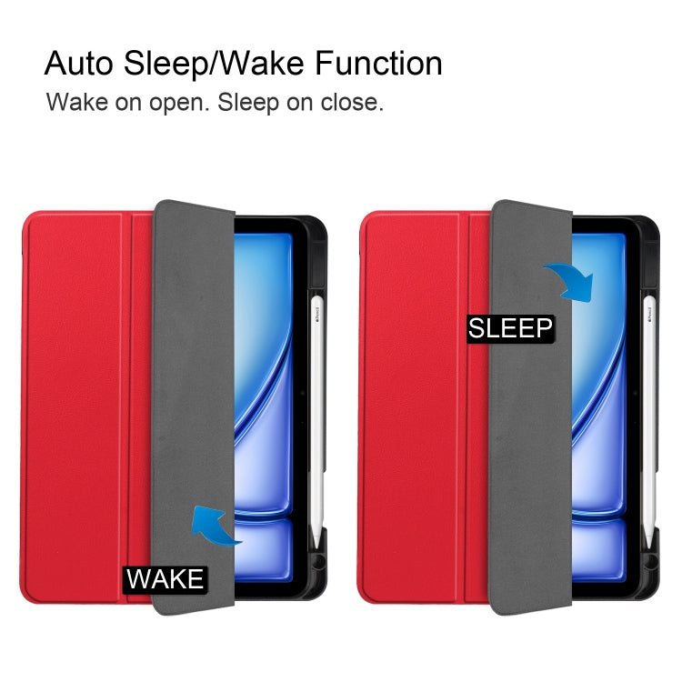For iPad Air 11 2024 Custer TPU Pure Color 3-Fold Holder Smart Leather Tablet Case(Red) - iPad Air 11 2024 Cases by PMC TechLife | Online Shopping South Africa | PMC TechLife | Buy Now Pay Later Mobicred