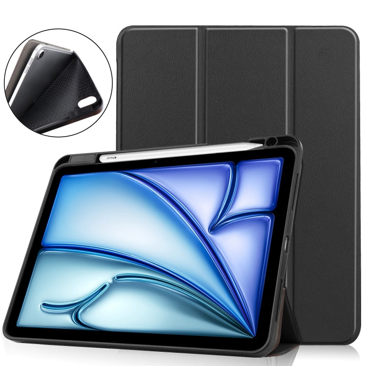 For iPad Air 11 2024 / 2025 Custer TPU Pure Color 3-Fold Holder Smart Leather Tablet Case(Black) - iPad Air 11 2025 / 2024 Cases by PMC TechLife | Online Shopping South Africa | PMC TechLife | Buy Now Pay Later Mobicred