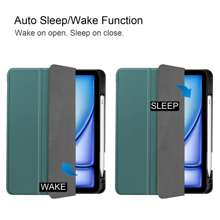 For iPad Air 11 2024 Custer TPU Pure Color 3-Fold Holder Smart Leather Tablet Case(Dark Green) - iPad Air 11 2024 Cases by PMC TechLife | Online Shopping South Africa | PMC TechLife | Buy Now Pay Later Mobicred