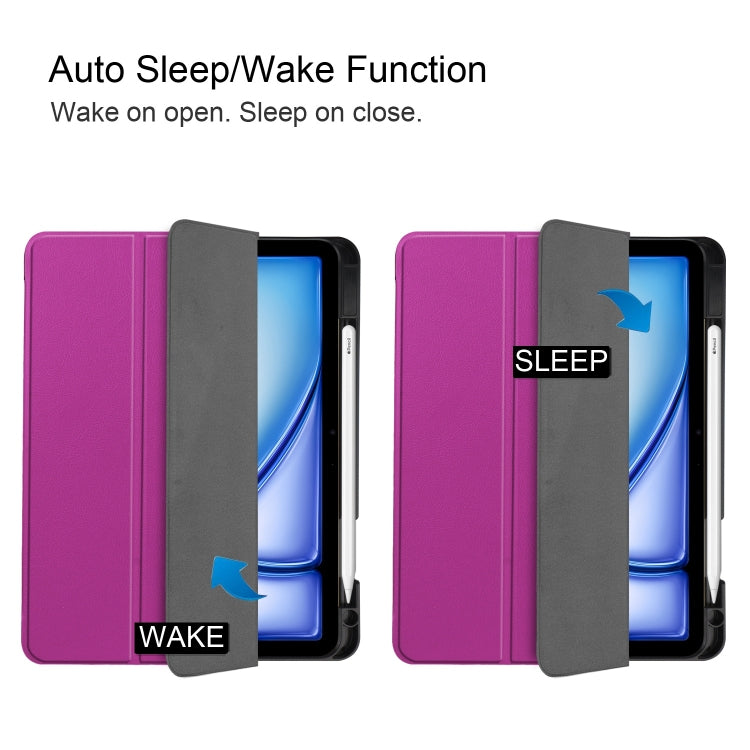 For iPad Air 11 2024 Custer TPU Pure Color 3-Fold Holder Smart Leather Tablet Case(Purple) - iPad Air 11 2024 Cases by PMC TechLife | Online Shopping South Africa | PMC TechLife | Buy Now Pay Later Mobicred