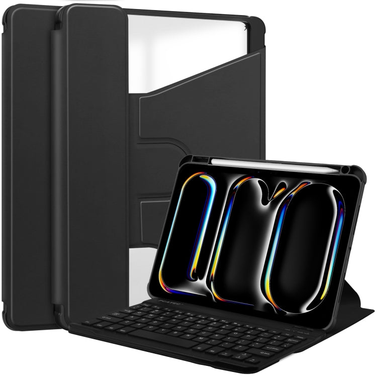 For iPad Pro 11 2024 Transparent Rotation Smart Leather Tablet Case with Keyboard(Black) - iPad Pro 11 2024 Cases by PMC TechLife | Online Shopping South Africa | PMC TechLife | Buy Now Pay Later Mobicred