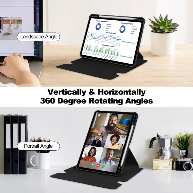 For iPad Pro 11 2024 Transparent Rotation Smart Leather Tablet Case with Keyboard(Black)