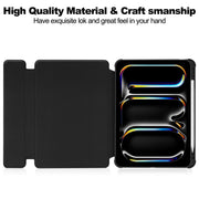 For iPad Pro 11 2024 Transparent Rotation Smart Leather Tablet Case with Keyboard(Black)