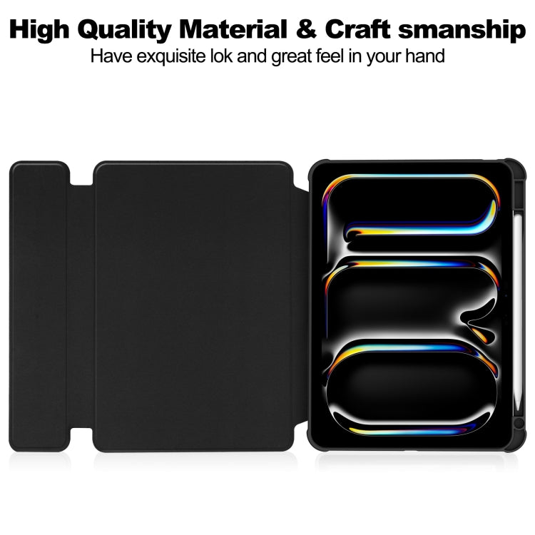 For iPad Pro 11 2024 Transparent Rotation Smart Leather Tablet Case with Keyboard(Black)