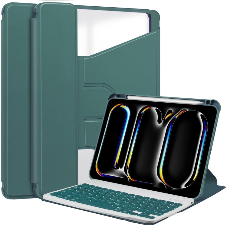 For iPad Pro 11 2024 Transparent Rotation Smart Leather Tablet Case with Keyboard(Dark Green) - iPad Pro 11 2024 Cases by PMC TechLife | Online Shopping South Africa | PMC TechLife | Buy Now Pay Later Mobicred