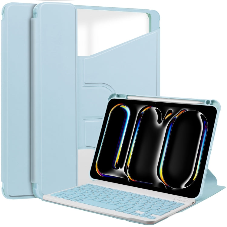 For iPad Pro 11 2024 Transparent Rotation Smart Leather Tablet Case with Keyboard(Sky Blue) - iPad Pro 11 2024 Cases by PMC TechLife | Online Shopping South Africa | PMC TechLife | Buy Now Pay Later Mobicred