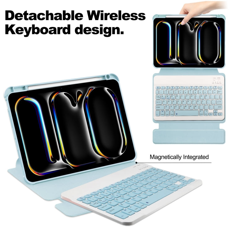 For iPad Pro 11 2024 Transparent Rotation Smart Leather Tablet Case with Keyboard(Sky Blue) - iPad Pro 11 2024 Cases by PMC TechLife | Online Shopping South Africa | PMC TechLife | Buy Now Pay Later Mobicred