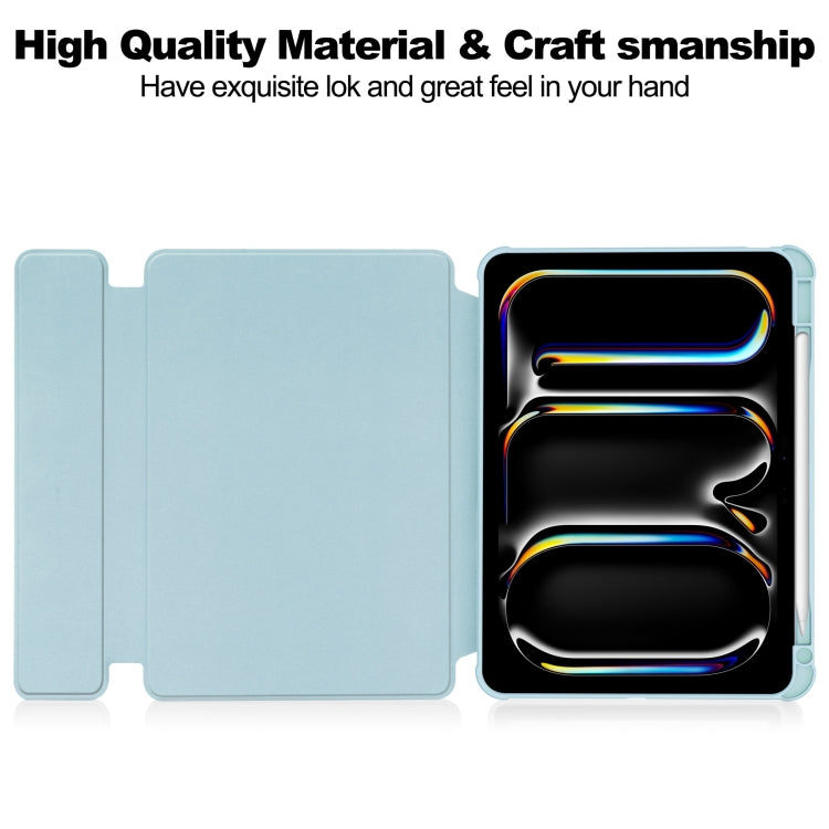 For iPad Pro 11 2024 Transparent Rotation Smart Leather Tablet Case with Keyboard(Sky Blue)