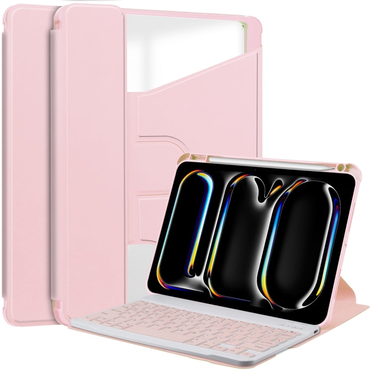 For iPad Pro 11 2024 Transparent Rotation Smart Leather Tablet Case with Keyboard(Pink) - iPad Pro 11 2024 Cases by PMC TechLife | Online Shopping South Africa | PMC TechLife | Buy Now Pay Later Mobicred