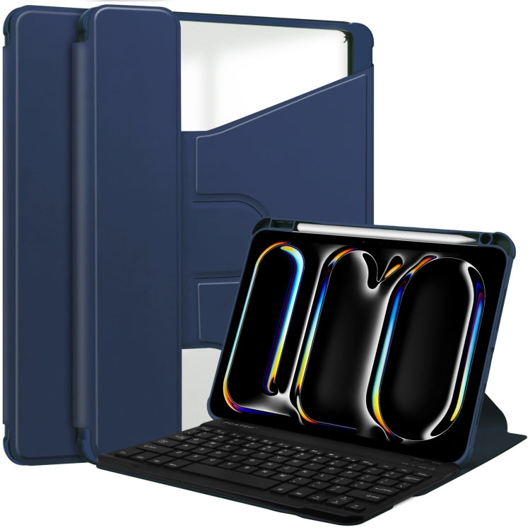 For iPad Pro 11 2024 Transparent Rotation Smart Leather Tablet Case with Keyboard(Dark Blue) - iPad Pro 11 2024 Cases by PMC TechLife | Online Shopping South Africa | PMC TechLife | Buy Now Pay Later Mobicred