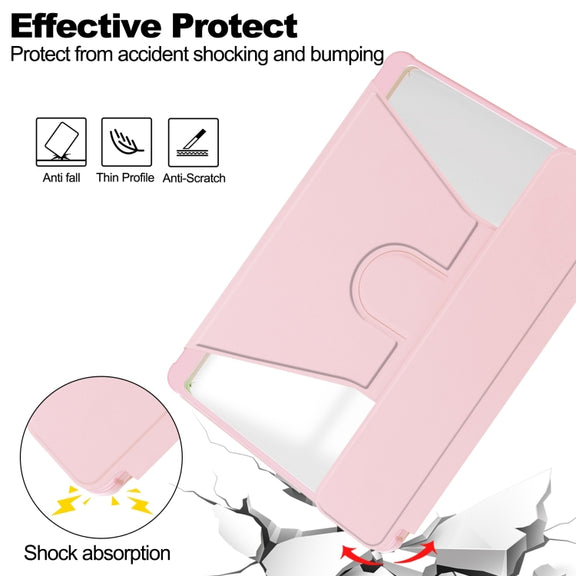 For iPad Pro 13 2024 Transparent Rotation Smart Leather Tablet Case with Keyboard(Pink)