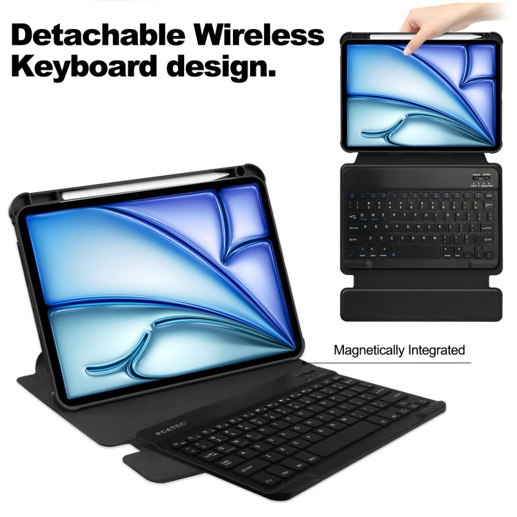 For iPad Air 13 2025 / 2024 Transparent Rotation Smart Leather Tablet Case with Keyboard(Black) - iPad Air 13 2025 / 2024 Cases by PMC TechLife | Online Shopping South Africa | PMC TechLife | Buy Now Pay Later Mobicred