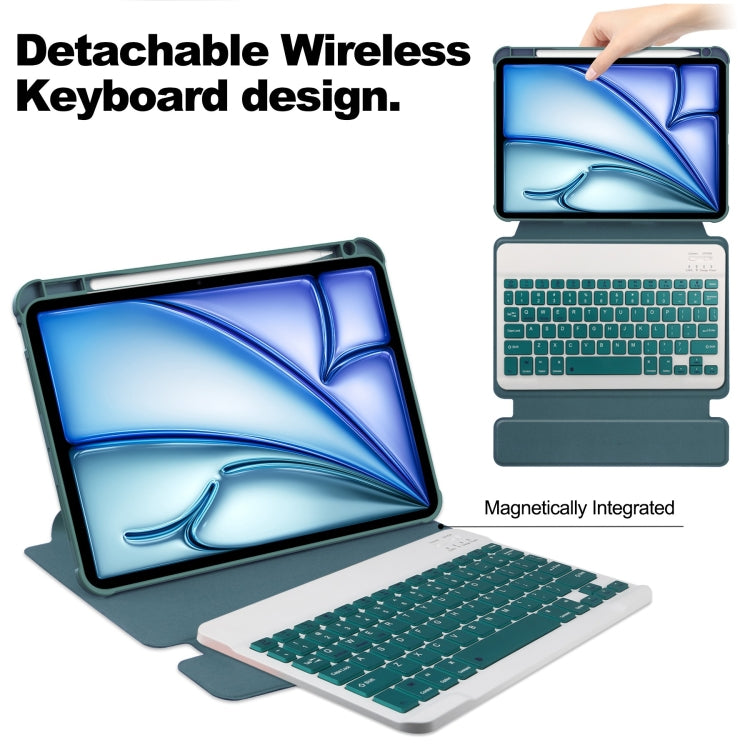 For iPad Air 13 2024 Transparent Rotation Smart Leather Tablet Case with Keyboard(Dark Green) - iPad Air 13 2024 Cases by PMC TechLife | Online Shopping South Africa | PMC TechLife | Buy Now Pay Later Mobicred