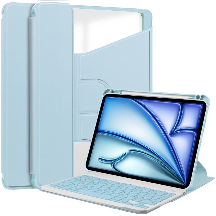 For iPad Air 13 2024 Transparent Rotation Smart Leather Tablet Case with Keyboard(Sky Blue) - iPad Air 13 2024 Cases by PMC TechLife | Online Shopping South Africa | PMC TechLife | Buy Now Pay Later Mobicred
