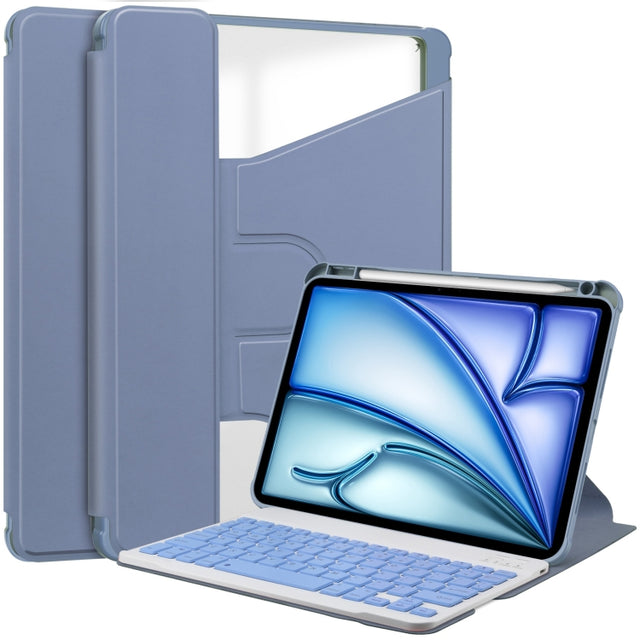For iPad Air 13 2024 Transparent Rotation Smart Leather Tablet Case with Keyboard(Lavender)