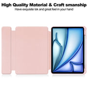 For iPad Air 13 2025 / 2024 Transparent Rotation Smart Leather Tablet Case with Keyboard(Pink)