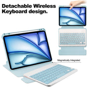 For iPad Air 11 2025 / 2024 Transparent Rotation Smart Leather Tablet Case with Keyboard(Sky Blue)