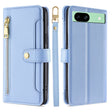 For Google Pixel 8a Sheep Texture Cross-body Zipper Wallet Leather Phone Case(Blue) - Google Cases by PMC TechLife | Online Shopping South Africa | PMC TechLife | Buy Now Pay Later Mobicred