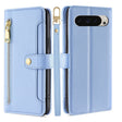 For Google Pixel 9 Sheep Texture Cross-body Zipper Wallet Leather Phone Case(Blue) - Google Cases by PMC TechLife | Online Shopping South Africa | PMC TechLife | Buy Now Pay Later Mobicred
