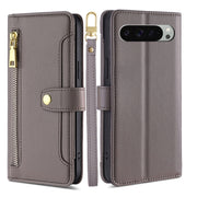 For Google Pixel 9 Pro XL Sheep Texture Cross-body Zipper Wallet Leather Phone Case(Grey)