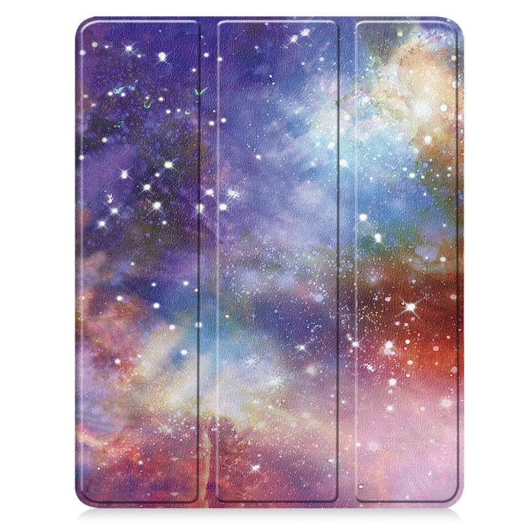 For iPad Air 13 2024 / 2025 Custer Painted 3-Fold Holder Smart Leather Tablet Case with Pen Tray(Milky Way Nebula) - iPad Air 13 2025 / 2024 Cases by PMC TechLife | Online Shopping South Africa | PMC TechLife | Buy Now Pay Later Mobicred