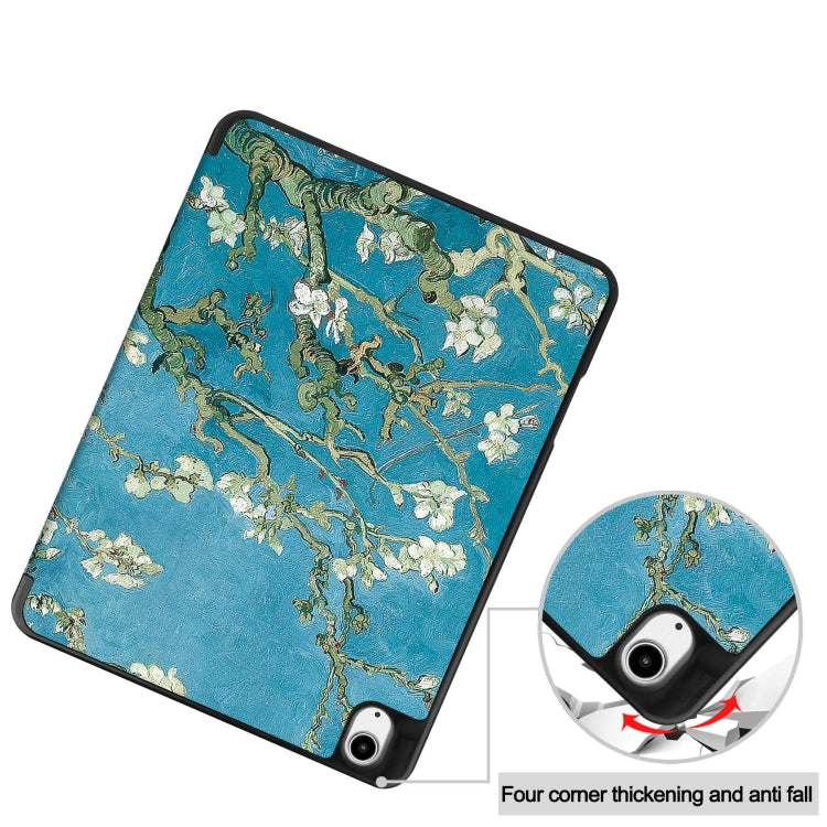 For iPad Air 13 2024 / 2025 Custer Painted 3-Fold Holder Smart Leather Tablet Case with Pen Tray(Apricot Flower) - iPad Air 13 2025 / 2024 Cases by PMC TechLife | Online Shopping South Africa | PMC TechLife | Buy Now Pay Later Mobicred