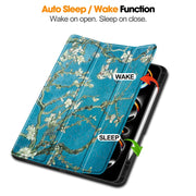For iPad Pro 13 2024 Custer Painted 3-Fold Holder Smart Leather Tablet Case with Pen Tray(Apricot Flower)