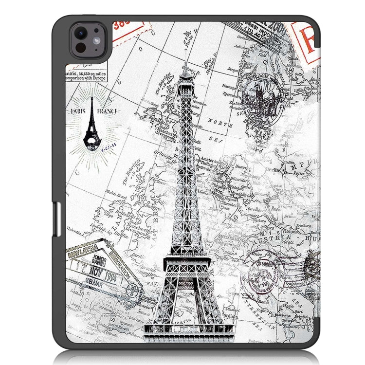 For iPad Pro 13 2024 Custer Painted 3-Fold Holder Smart Leather Tablet Case with Pen Tray(Eiffel Tower) - iPad Pro 13 2024 Cases by PMC TechLife | Online Shopping South Africa | PMC TechLife | Buy Now Pay Later Mobicred