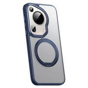 For Huawei Pura 70 Ultra Frosted 360 Rotating Holder Magnetic Full Coverage Shockproof Phone Case(Blue)
