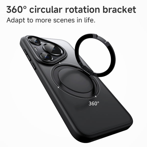 For Huawei Pura 70 Frosted 360 Rotating Holder Magnetic Full Coverage Shockproof Phone Case(Grey)