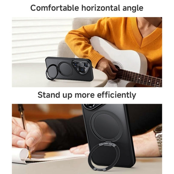 For Huawei Pura 70 Frosted 360 Rotating Holder Magnetic Full Coverage Shockproof Phone Case(Grey)