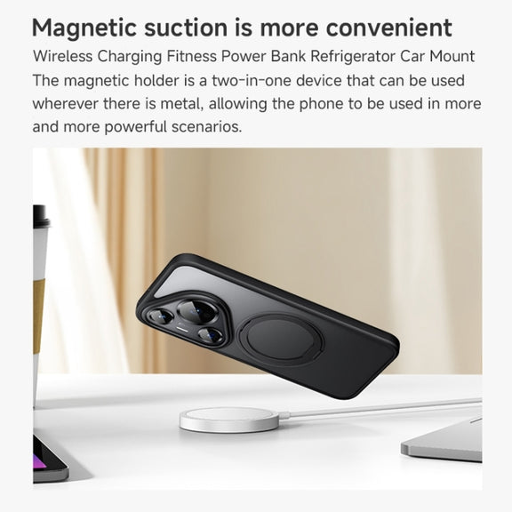 For Huawei Pura 70 Ultra Frosted 360 Rotating Holder Magnetic Full Coverage Shockproof Phone Case(Blue)