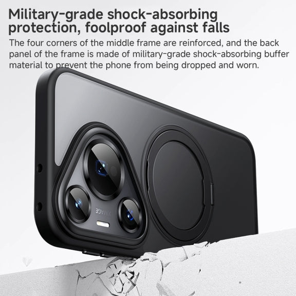 For Huawei Pura 70 Frosted 360 Rotating Holder Magnetic Full Coverage Shockproof Phone Case(Black)