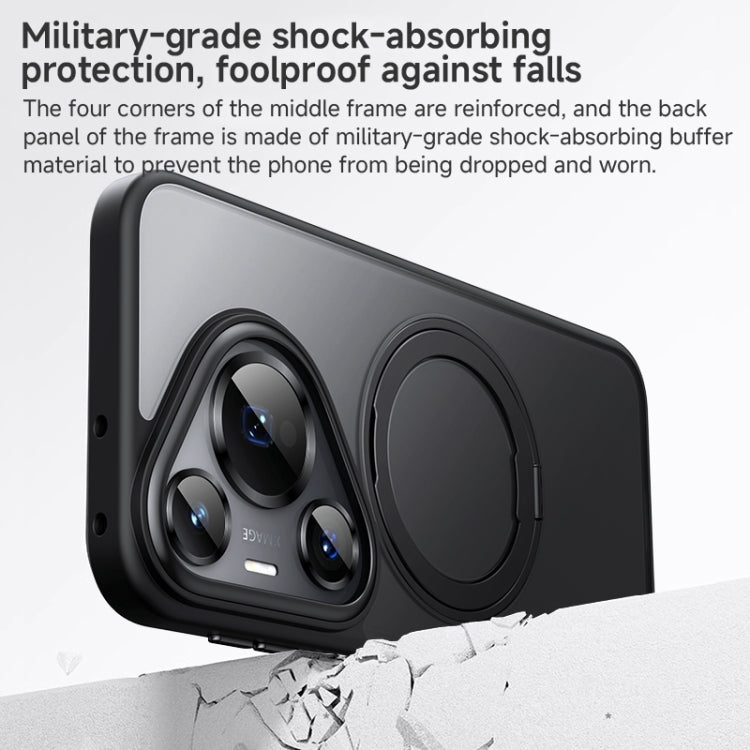 For Huawei Pura 70 Pro Frosted 360 Rotating Holder Magnetic Full Coverage Shockproof Phone Case(Black)