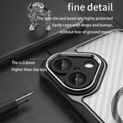 For iPhone 16 Plus Carbon Fiber Texture MagSafe Translucent Phone Case(Black)