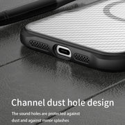 For iPhone 16 Plus Carbon Fiber Texture MagSafe Translucent Phone Case(Black)